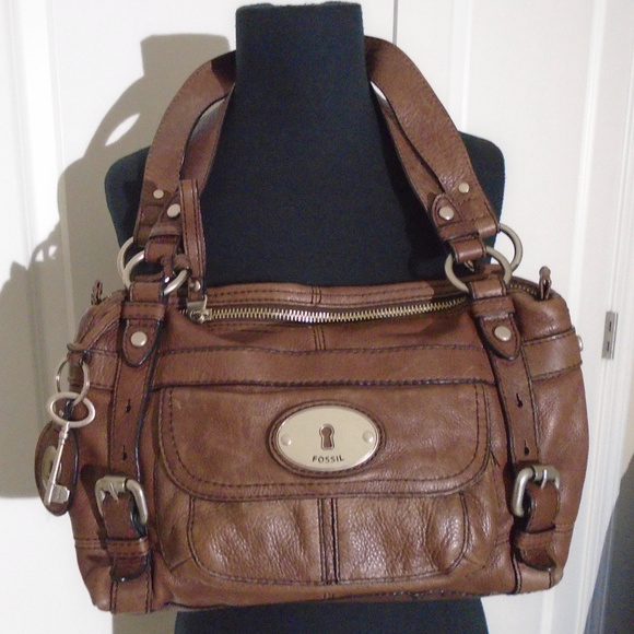 FOSSIL Handbags - FOSSIL Vintage Brown Leather Shoulder Satchel Bag